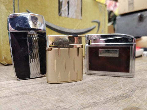 Vtg 3 Pc Ronson Cigarette Lighter Lot W. Germany Adonis Veraflame MKII Butane