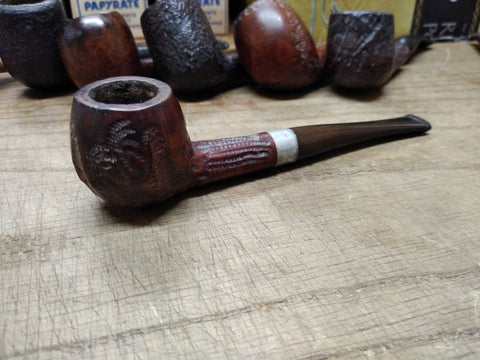 Vtg Briar Smoking Tobacco Pipe Apple Style Threaded Shank and Stem 6 inches