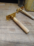 Vtg 3 Pc. Gillette Safety Razor lot Gold Milford TTO Tech DE Open Comb 3 Piece