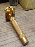 Vtg 3 Pc. Gillette Safety Razor lot Gold Milford TTO Tech DE Open Comb 3 Piece
