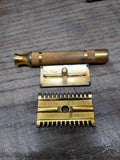 Vtg 3 Pc. Gillette Safety Razor lot Gold Milford TTO Tech DE Open Comb 3 Piece