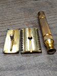 Vtg 3 Pc. Gillette Safety Razor lot Gold Milford TTO Tech DE Open Comb 3 Piece
