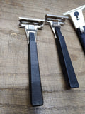Vtg 3 Pc Razor Lot 2 x Schick 1 x Gillette Techmatic Cartridge Safety Razor Nice