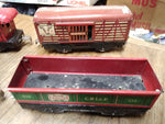 Vtg Marx O Gauge Train Set NYC 999 Locomotive Tender Side Dumping Car Cattle Car