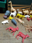 Vtg 37 Piece Plastic Toy Animal Lot Camels Dogs Goats Cows Pigs Giraffe Donkeys