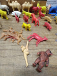 Vtg 37 Piece Plastic Toy Animal Lot Camels Dogs Goats Cows Pigs Giraffe Donkeys