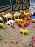 Vtg 37 Piece Plastic Toy Animal Lot Camels Dogs Goats Cows Pigs Giraffe Donkeys