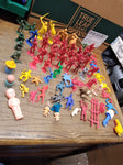 Vtg 67 Piece Assorted Plastic Toy Soldier Lot Army Knights Romans Cowboy Indians