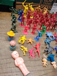 Vtg 67 Piece Assorted Plastic Toy Soldier Lot Army Knights Romans Cowboy Indians