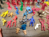 Vtg 67 Piece Assorted Plastic Toy Soldier Lot Army Knights Romans Cowboy Indians