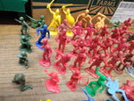 Vtg 67 Piece Assorted Plastic Toy Soldier Lot Army Knights Romans Cowboy Indians