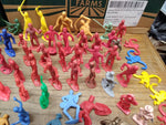 Vtg 67 Piece Assorted Plastic Toy Soldier Lot Army Knights Romans Cowboy Indians
