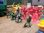 Vtg 67 Piece Assorted Plastic Toy Soldier Lot Army Knights Romans Cowboy Indians