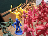 Vtg 67 Piece Assorted Plastic Toy Soldier Lot Army Knights Romans Cowboy Indians
