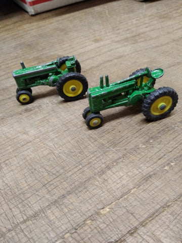 Vtg 2 Piece John Deere Farm Tractor Lot Miniature Diecast Toy 1970's Made in USA