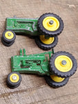 Vtg 2 Piece John Deere Farm Tractor Lot Miniature Diecast Toy 1970's Made in USA