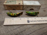 Vtg 2 Pc Lot Helin Tackle Fly Rod Flatfish Painted Wooden Lures Original Boxes!