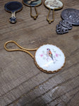 Vtg Limoges Porcelain Hand Painted Bird Miniature Vanity Purse Mirror Very Nice!