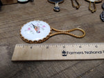 Vtg Limoges Porcelain Hand Painted Bird Miniature Vanity Purse Mirror Very Nice!