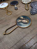 Vtg Antique Victorian Young Woman's Portrait Miniature Vanity Purse Mirror Nice!