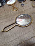 Vtg Antique Victorian Young Woman's Portrait Miniature Vanity Purse Mirror Nice!