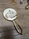 Vtg Antique Victorian Court House Syracuse NY Miniature Vanity Purse Mirror Nice