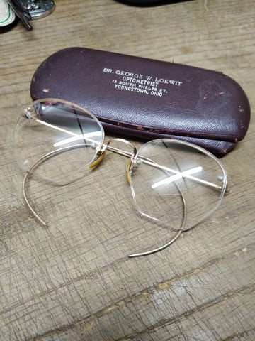Vtg AO? 1/10 12K Gold Filled Wire Rim Half Frame Eye Glasses with Case Nice!