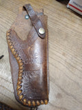 Vtg Tooled Leather Cowboy Hand Gun Holster w/Tassels Revolver Pistol 6 Shooter!