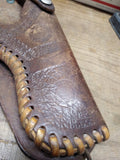 Vtg Tooled Leather Cowboy Hand Gun Holster w/Tassels Revolver Pistol 6 Shooter!