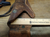 Vtg Tooled Leather Cowboy Hand Gun Holster w/Tassels Revolver Pistol 6 Shooter!