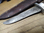 Vtg Unbranded Hunting Fixed Blade Knife Wood Handle 9.5 Inches Leather Sheath!