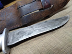 Vtg Unbranded Hunting Fixed Blade Knife Wood Handle 9.5 Inches Leather Sheath!