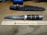 Vtg Unbranded Hunting Fixed Blade Knife Wood Handle 9.5 Inches Leather Sheath!
