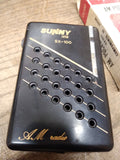 Vtg Sunny Japan Red Color AM Pocket Radio with Original Box Powers On!
