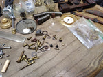 Vtg Antique Clock Parts And Repair Lot AE Hotchkiss Mechanical Manual Wind Up