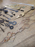 Vtg Antique Clock Hands Parts lot Mechanical Manual Wind Up