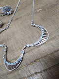 Vtg Stunning Unmarked Pale Blue Rhinestone 16 in Necklace Screw Back Earring Set