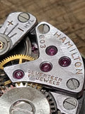 Vtg Hamilton 17 Jewel Ladies Wind Up Working Watch 10K RGP Stretch Band Swiss!