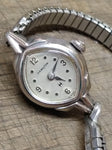 Vtg Hamilton 17 Jewel Ladies Wind Up Working Watch 10K RGP Stretch Band Swiss!