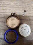 Vtg Argent Dore Ladies Swiss Pocket Watch 800 Silver Porcelain Dial Blue Enamel