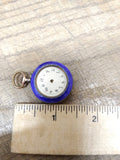 Vtg Argent Dore Ladies Swiss Pocket Watch 800 Silver Porcelain Dial Blue Enamel