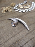 Vtg Designer Signed Crown Trifari Silver Tone Leaf Brooch Pin 3.25 In. Very Nice