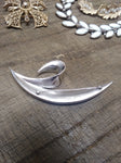 Vtg Designer Signed Crown Trifari Silver Tone Leaf Brooch Pin 3.25 In. Very Nice