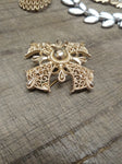 Vtg Designer Signed Crown Trifari Maltese Cross Gold Tone Brooch 2 In. Very Nice