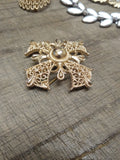 Vtg Designer Signed Crown Trifari Maltese Cross Gold Tone Brooch 2 In. Very Nice