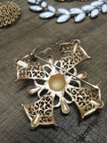 Vtg Designer Signed Crown Trifari Maltese Cross Gold Tone Brooch 2 In. Very Nice