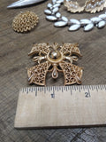 Vtg Designer Signed Crown Trifari Maltese Cross Gold Tone Brooch 2 In. Very Nice
