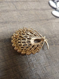 Vtg Designer Signed Crown Trifari Gold Tone Brooch 1.5 Inch Nice