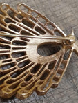 Vtg Designer Signed Crown Trifari Gold Tone Brooch 1.5 Inch Nice