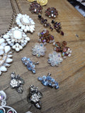 Vtg 15 Piece Rhinestone Jewelry Lot Statement Necklaces Bracelets Earrings Nice!